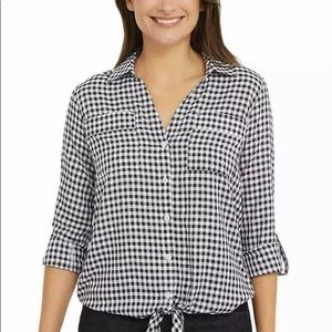 Jones New York Black and White Gingham top xl